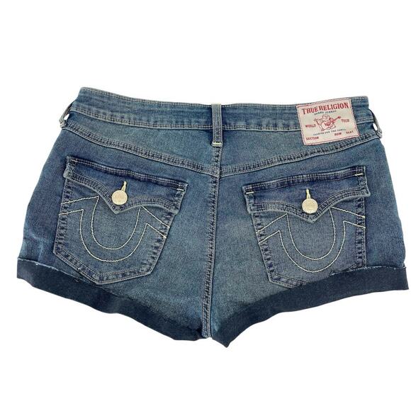 True Religion Jennie Short Mid Rise Curvy Flap Shorts Size 31 - Picture 5 of 6